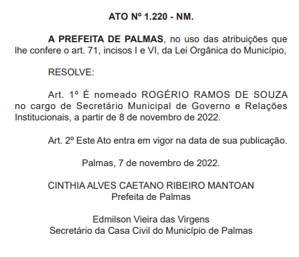 Nomeação de Rogério Ramos de Souza 